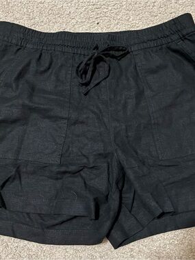 J. Crew Black Drawstring Linen-Blend Athletic Shorts